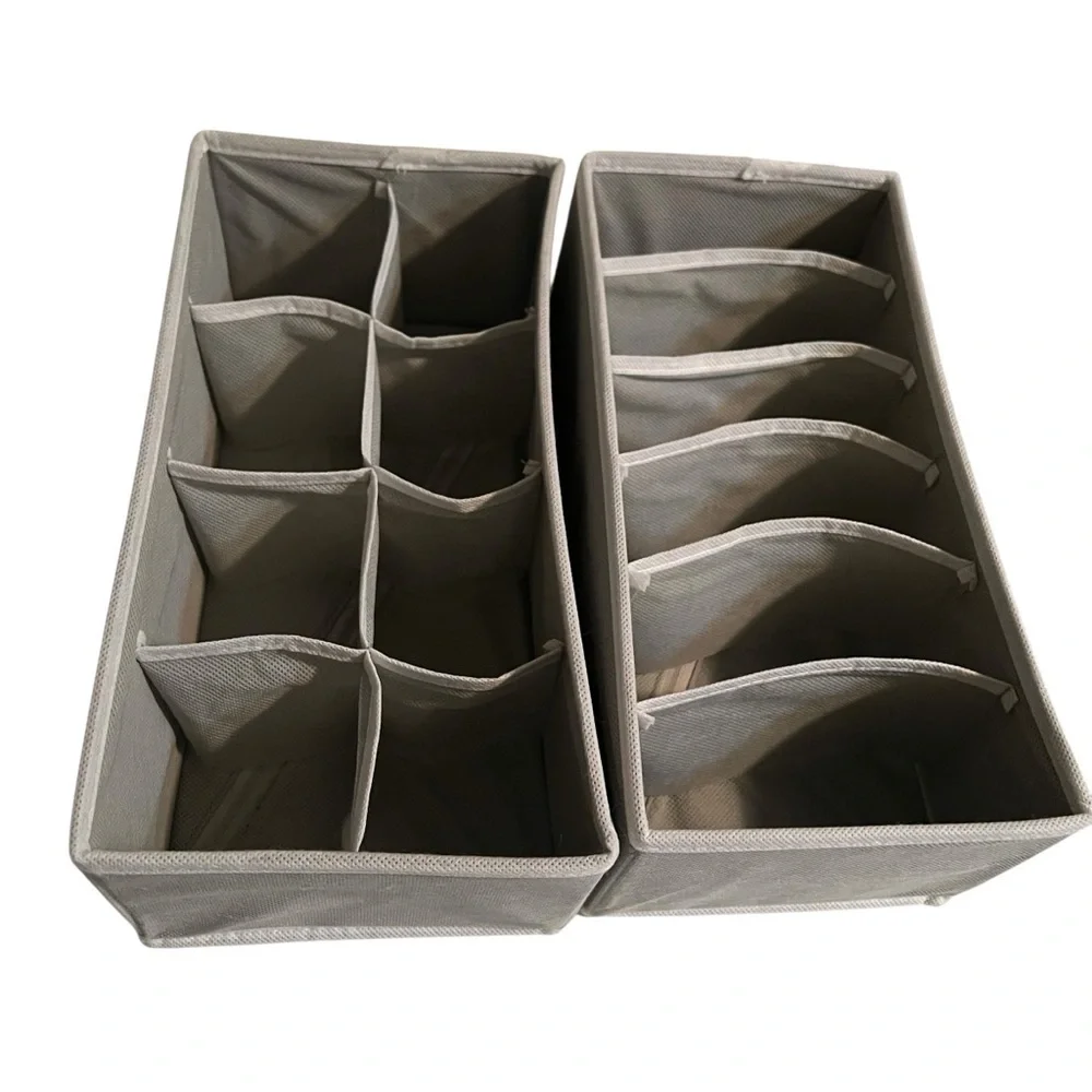 Ikea Drawer Organizers Gray White Zip Bottom Foldable Compact 8/ 6 Compartments
